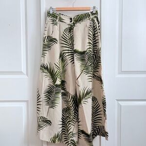H&M Palm Print Wide Leg Culottes-Size 8